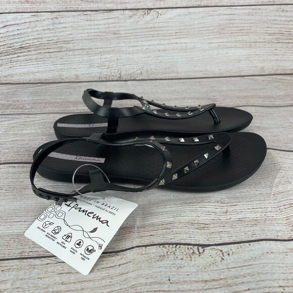 Ipanema Class Rockstar Fem Womens Sz 8 Flip Flops Sandals Black Studded - Picture 4 of 9